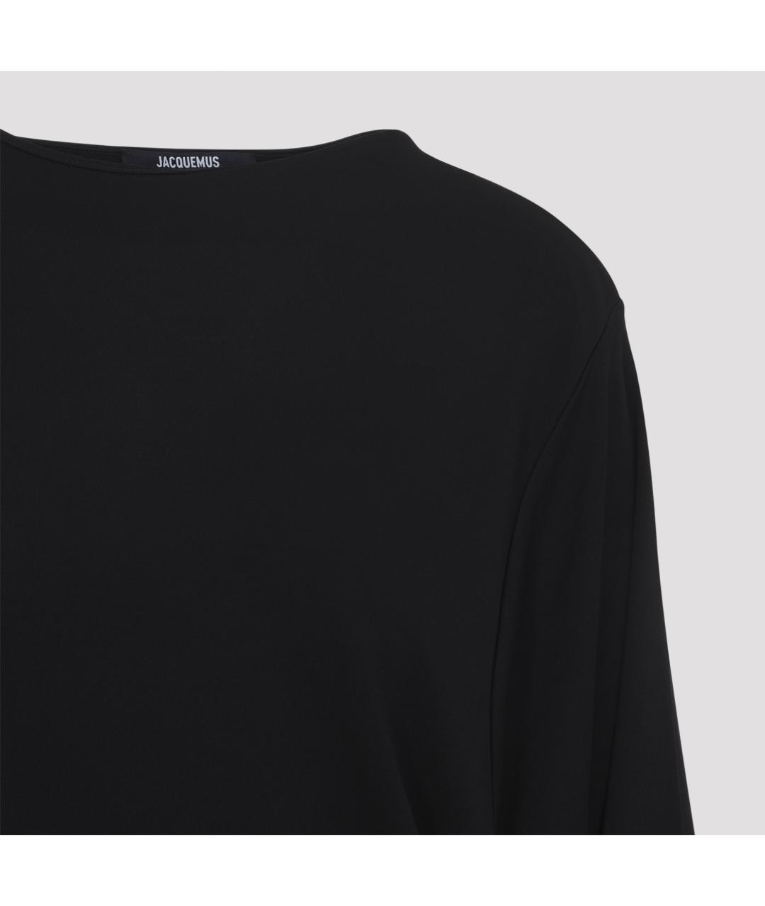 JACQUEMUS Черное вискозное коктейльное платье, фото 4