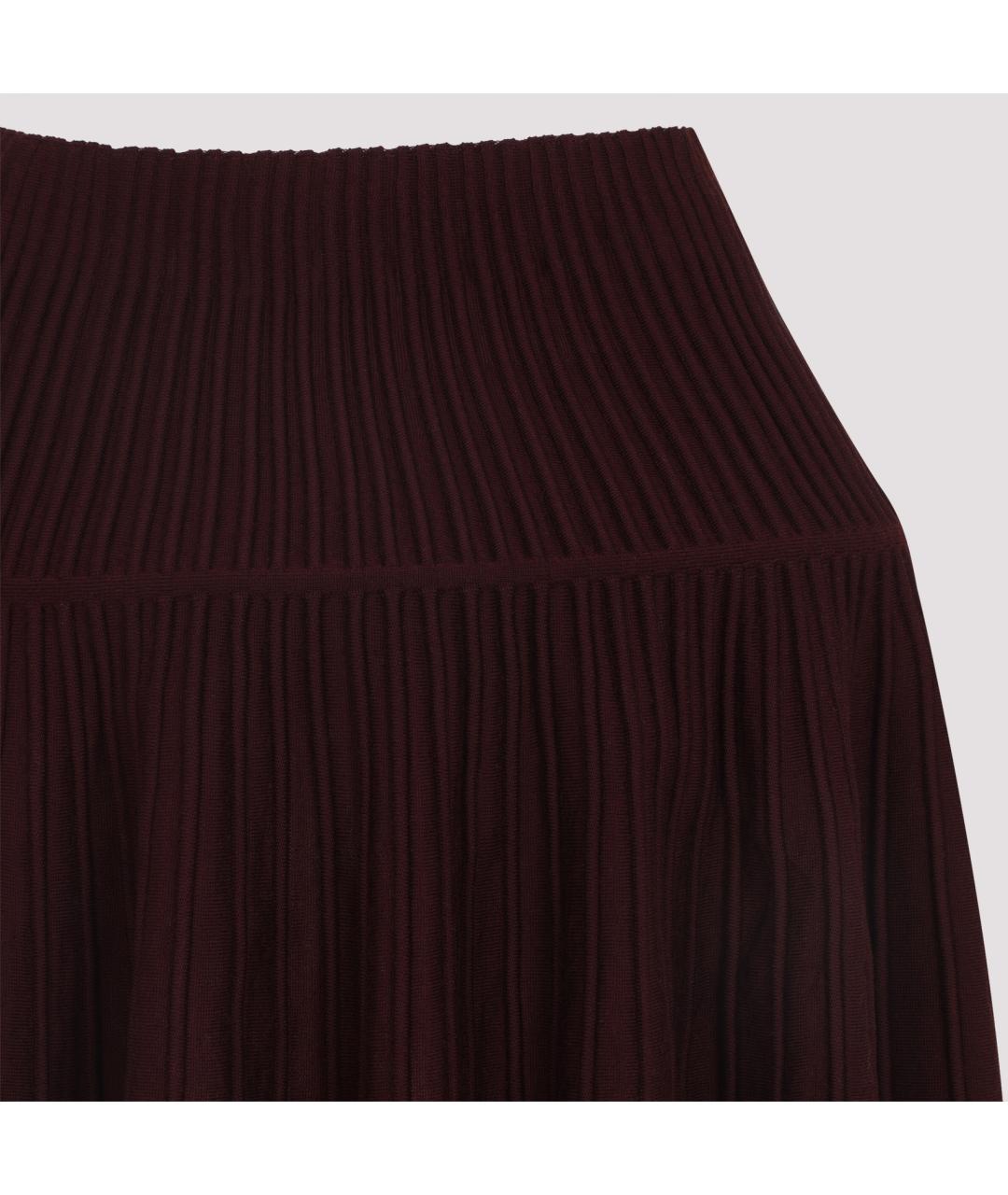 ALAIA Бордовая шерстяная юбка мини, фото 4