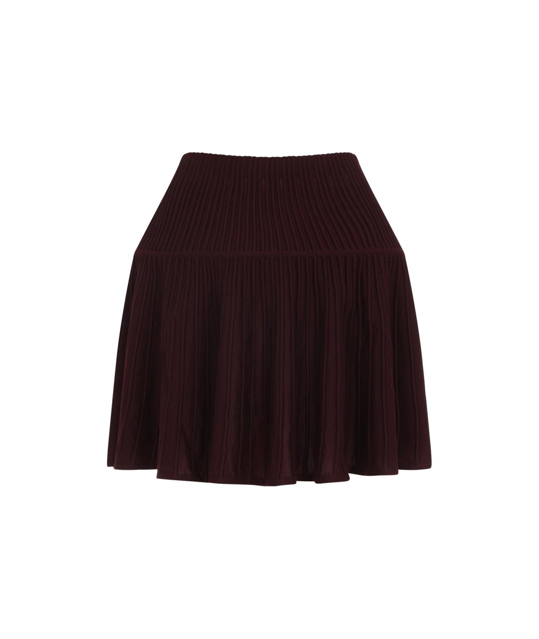 ALAIA Бордовая шерстяная юбка мини, фото 1