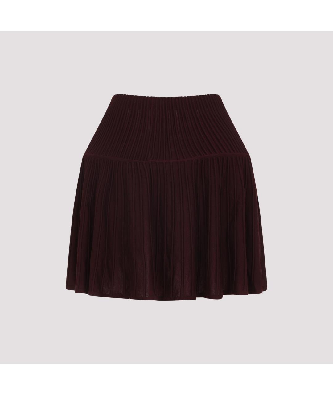 ALAIA Бордовая шерстяная юбка мини, фото 3