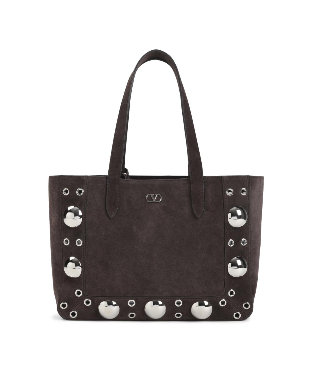 VALENTINO Коричневая замшевая сумка тоут, фото 1