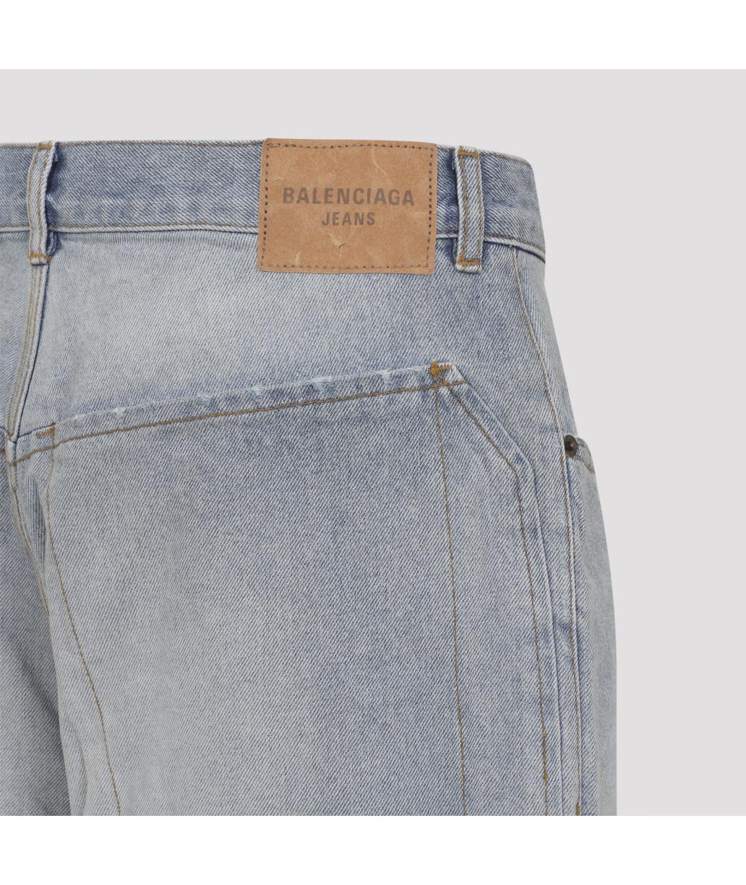 BALENCIAGA Голубые хлопковые прямые джинсы, фото 4