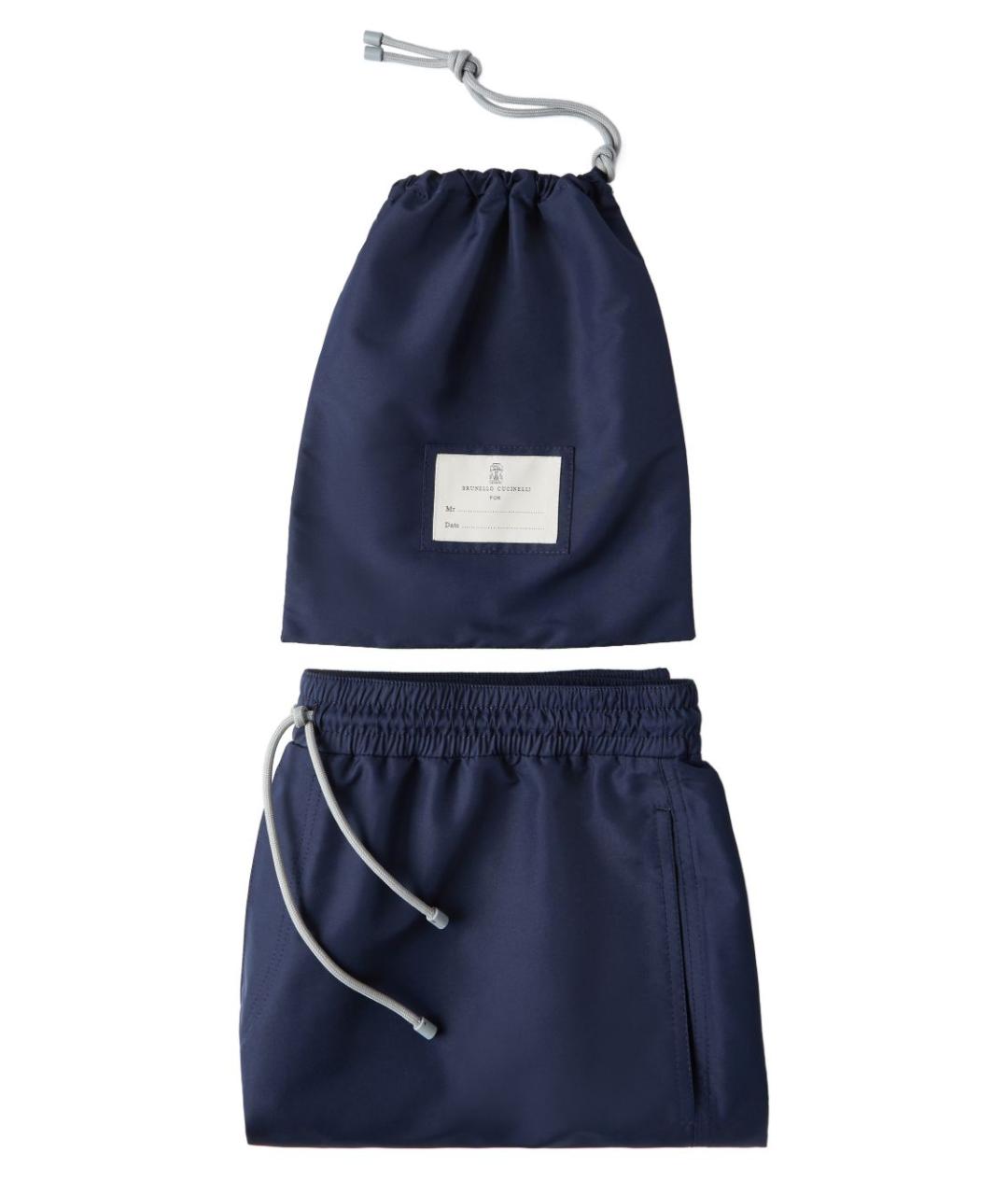 BRUNELLO CUCINELLI Синие полиэстеровые плавки, фото 4