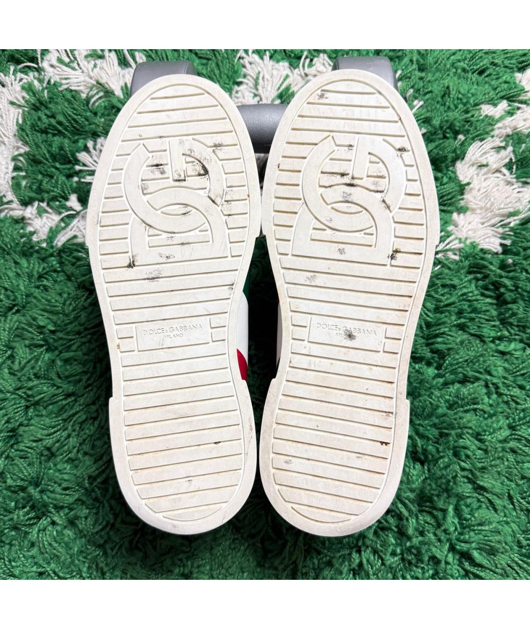 DOLCE&GABBANA Белые кожаные низкие кроссовки / кеды, фото 8