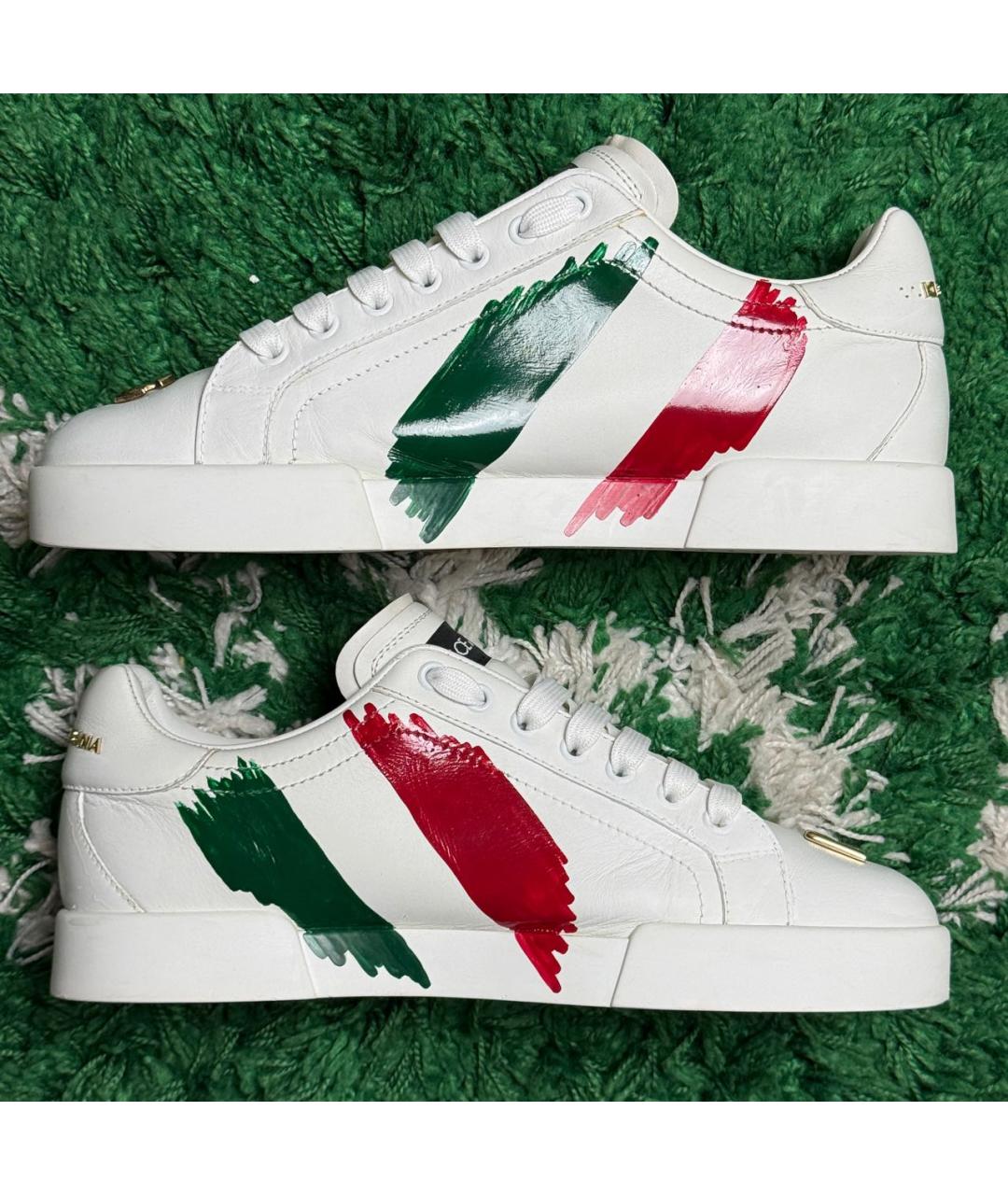 DOLCE&GABBANA Белые кожаные низкие кроссовки / кеды, фото 9