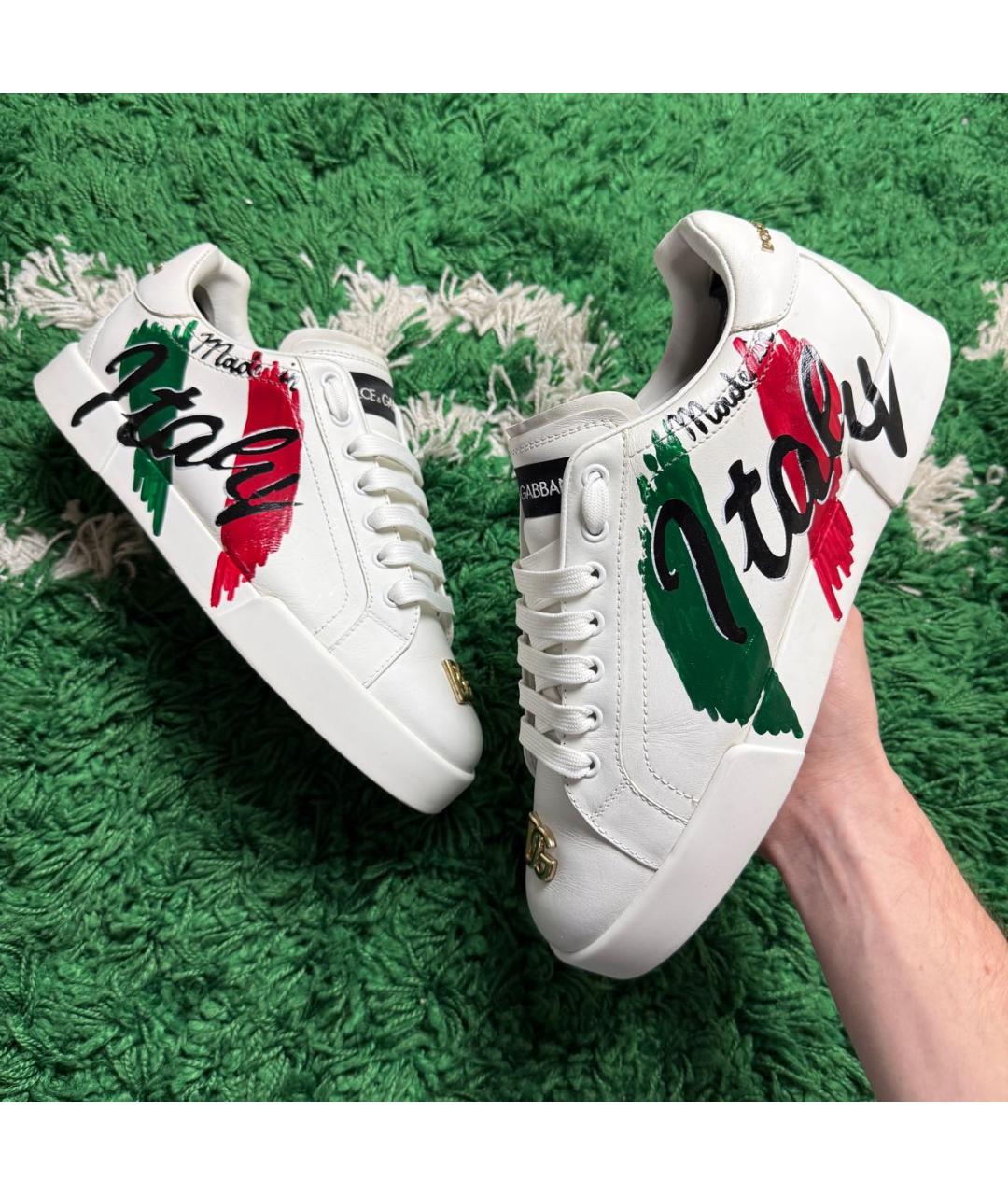 DOLCE&GABBANA Белые кожаные низкие кроссовки / кеды, фото 2