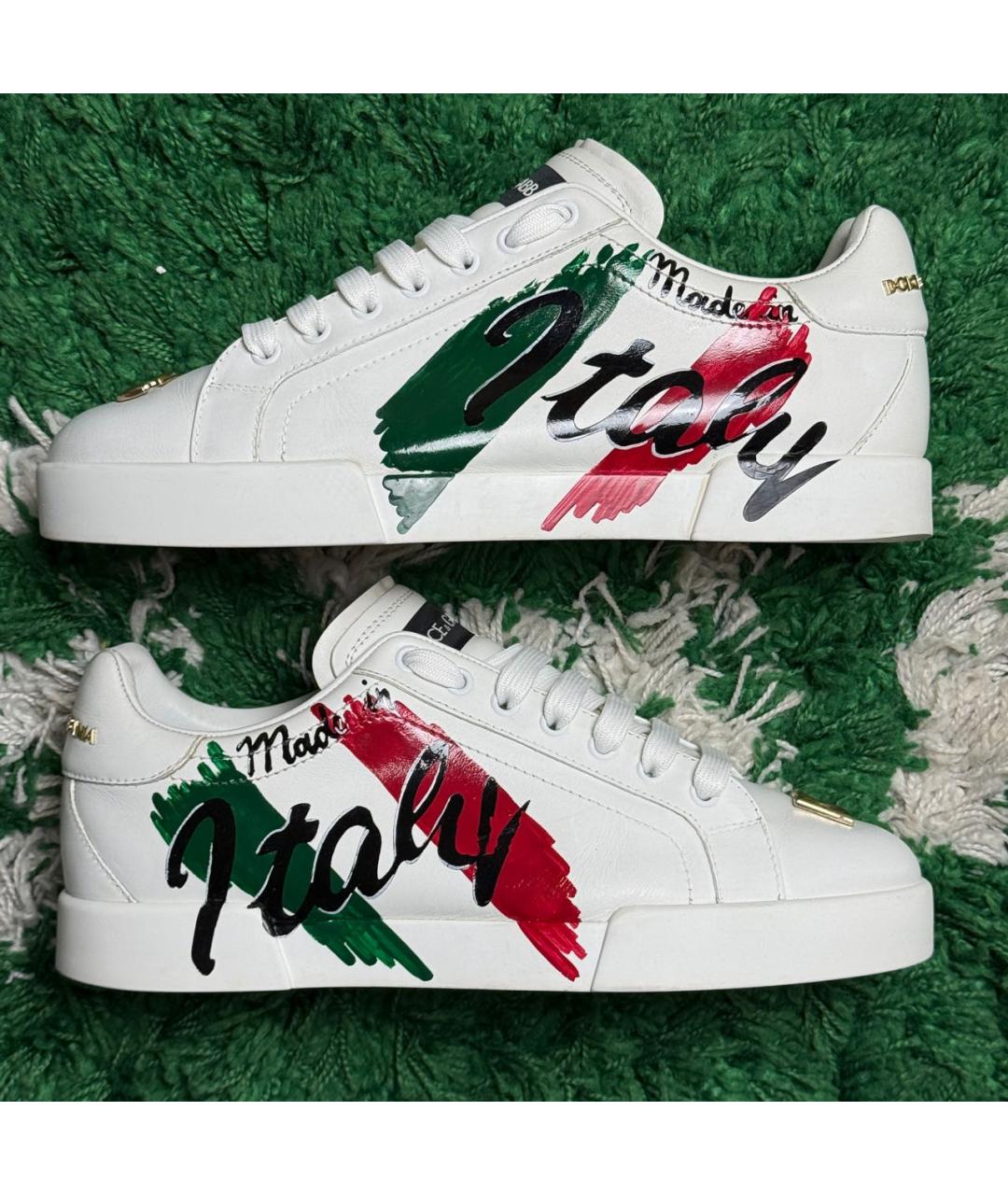 DOLCE&GABBANA Белые кожаные низкие кроссовки / кеды, фото 5