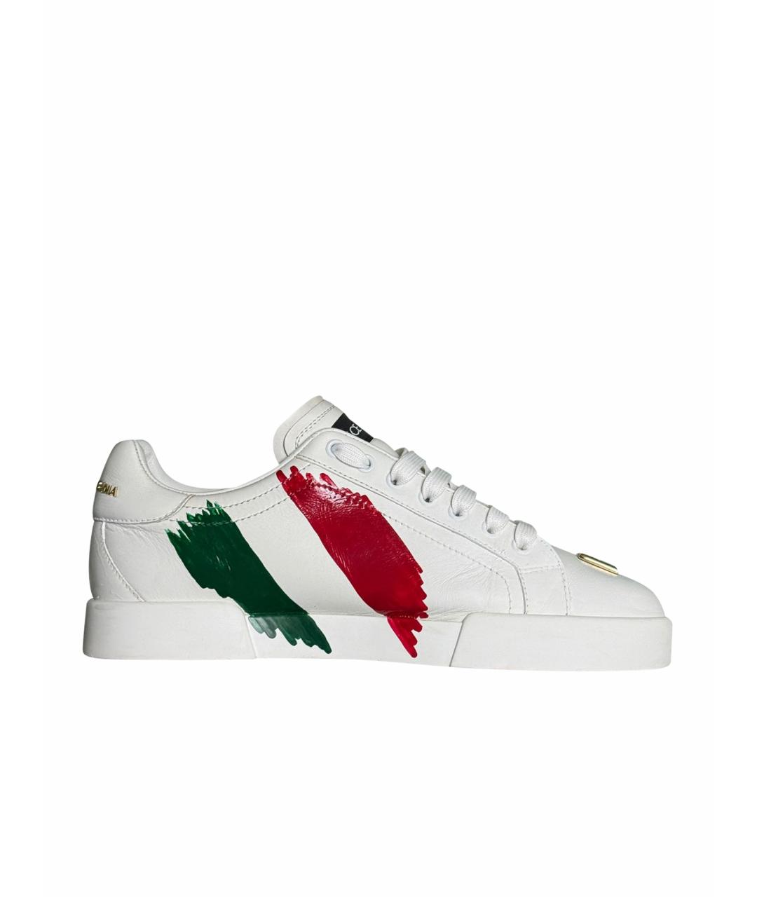 DOLCE&GABBANA Белые кожаные низкие кроссовки / кеды, фото 1