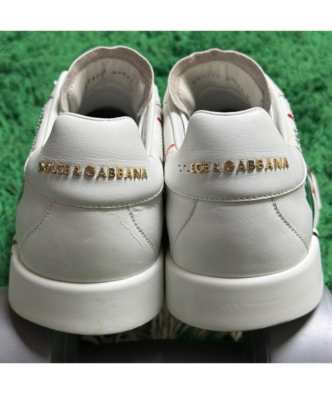 DOLCE&GABBANA Белые кожаные низкие кроссовки / кеды, фото 6