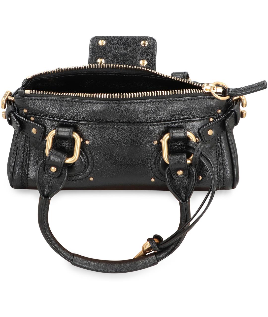 CHLOE Черная кожаная сумка с короткими ручками, фото 5