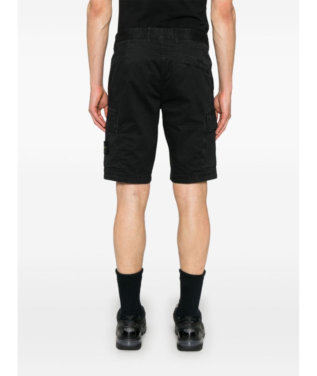 STONE ISLAND Черные хлопковые шорты, фото 4
