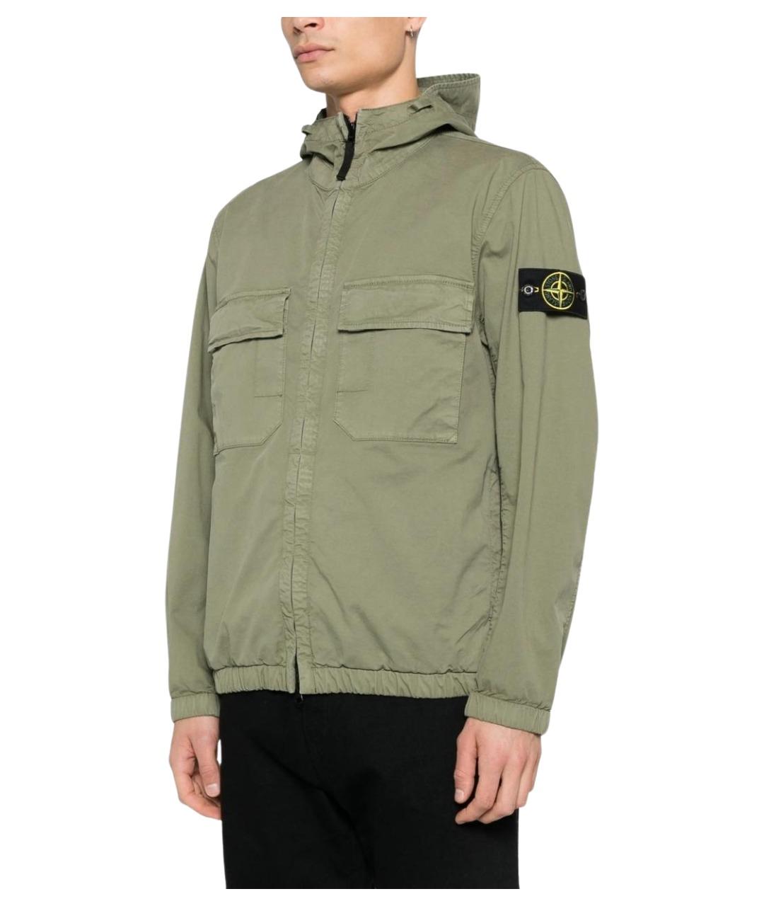STONE ISLAND Зеленая хлопковая куртка, фото 3