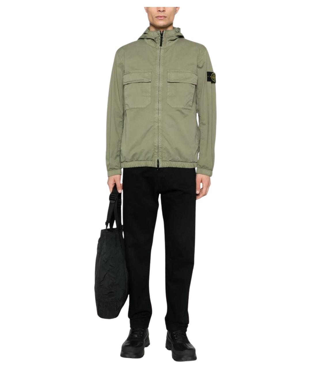 STONE ISLAND Зеленая хлопковая куртка, фото 2
