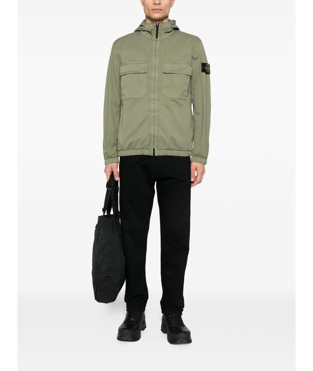 STONE ISLAND Зеленая хлопковая куртка, фото 2