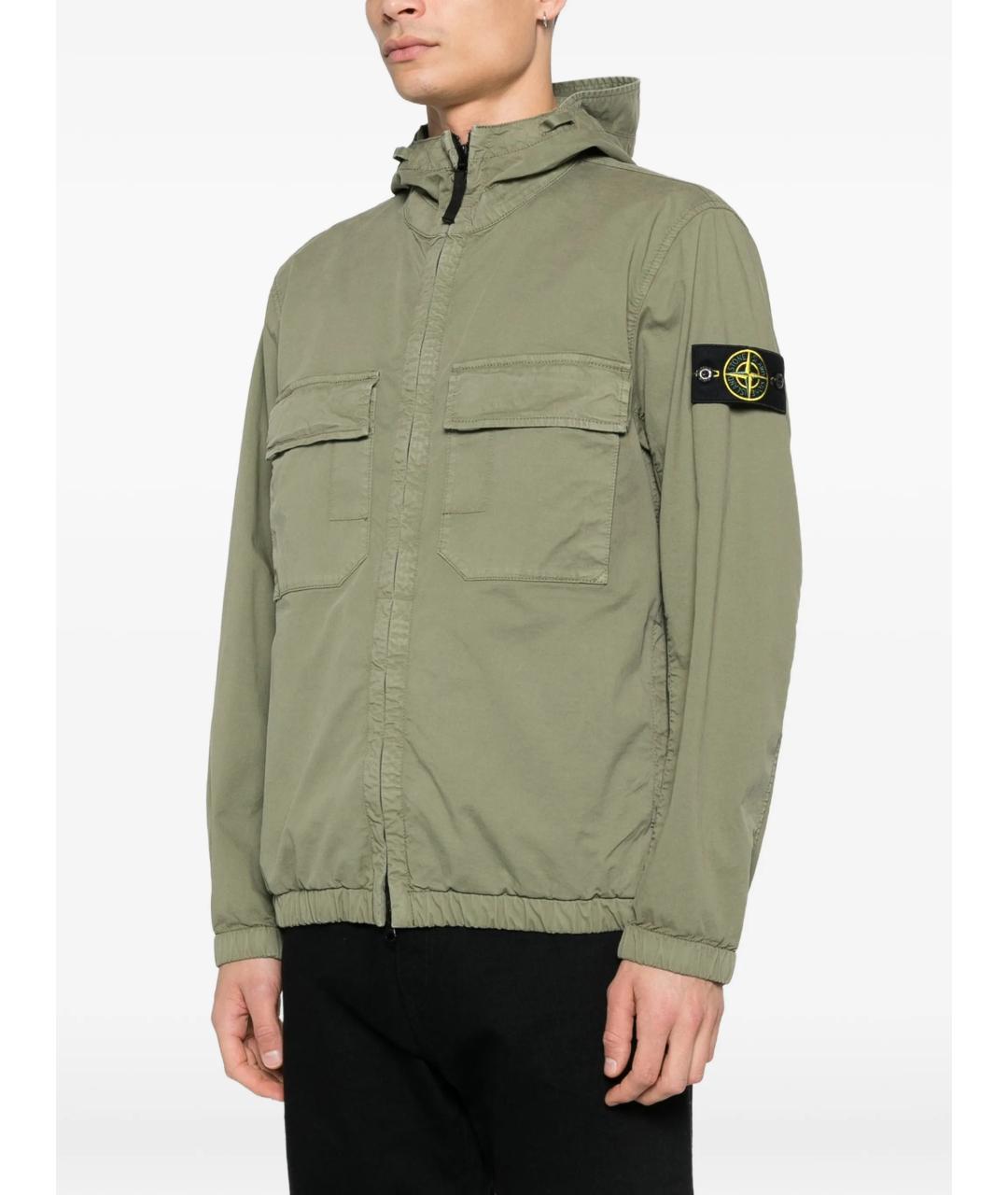 STONE ISLAND Зеленая хлопковая куртка, фото 3