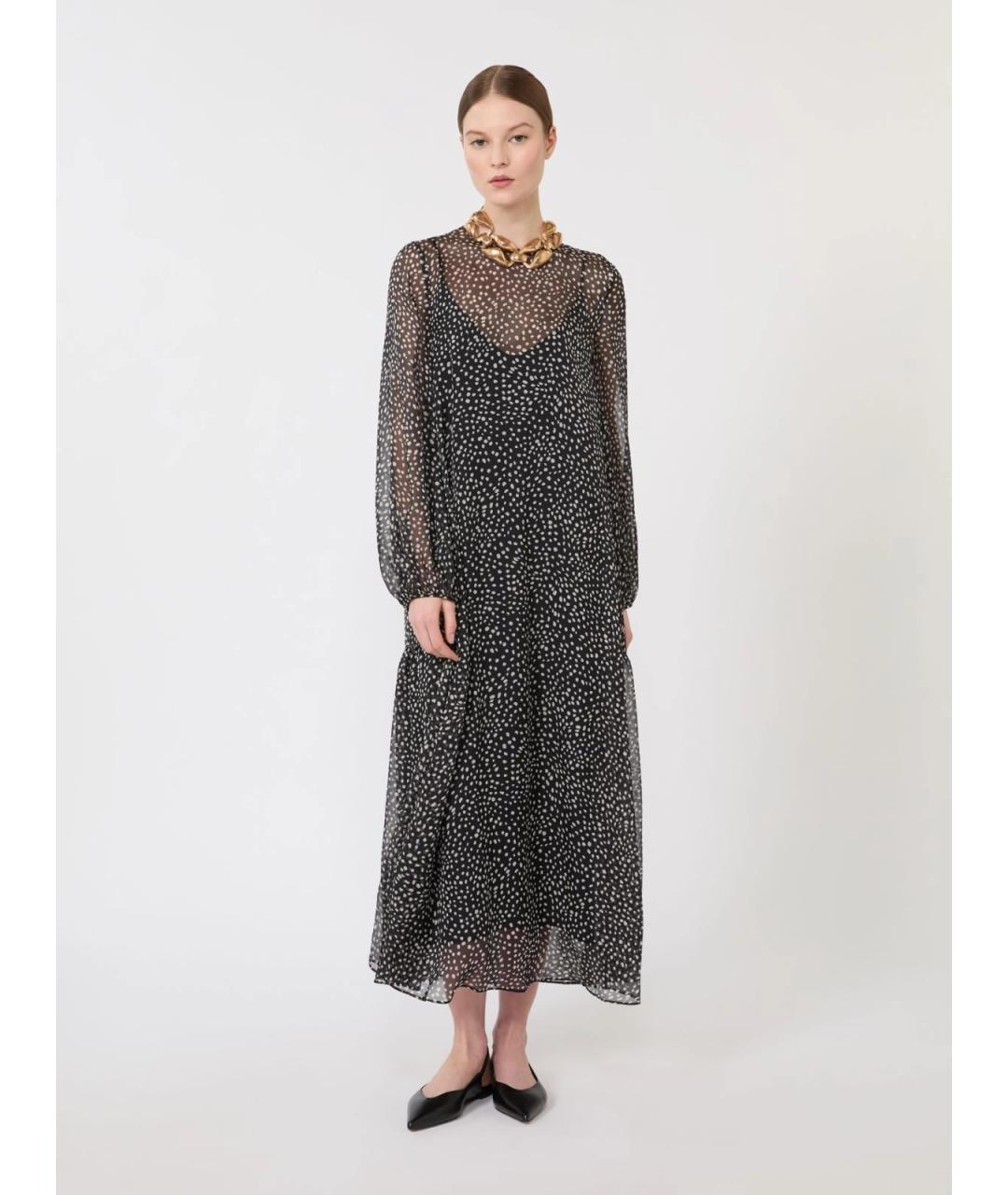 MAX MARA STUDIO Черное шелковое повседневное платье, фото 2