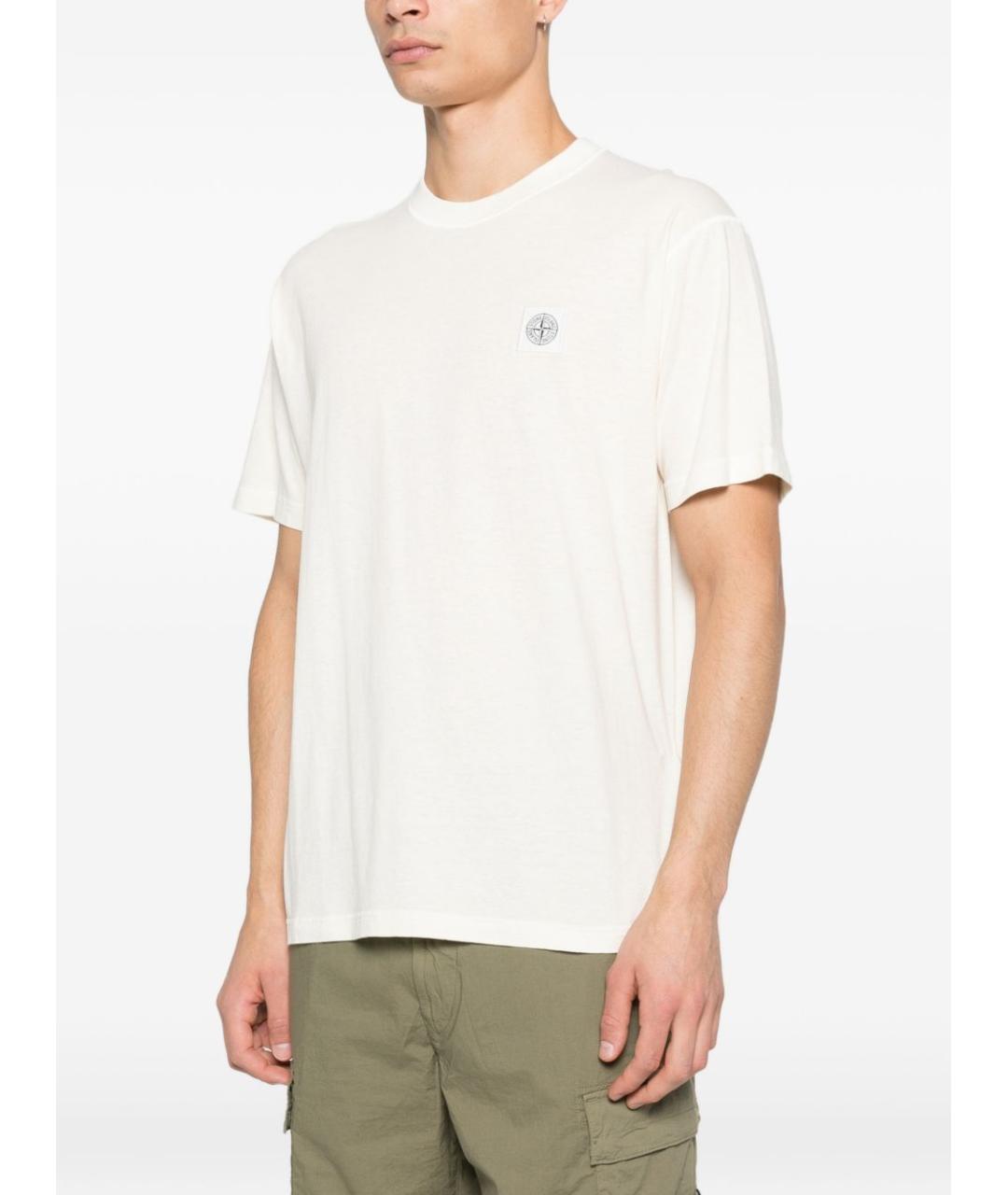 STONE ISLAND Белая хлопковая футболка, фото 3
