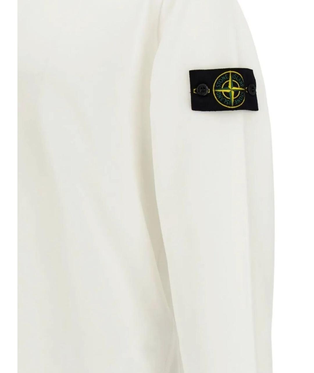 STONE ISLAND Белый хлопковый джемпер / свитер, фото 4
