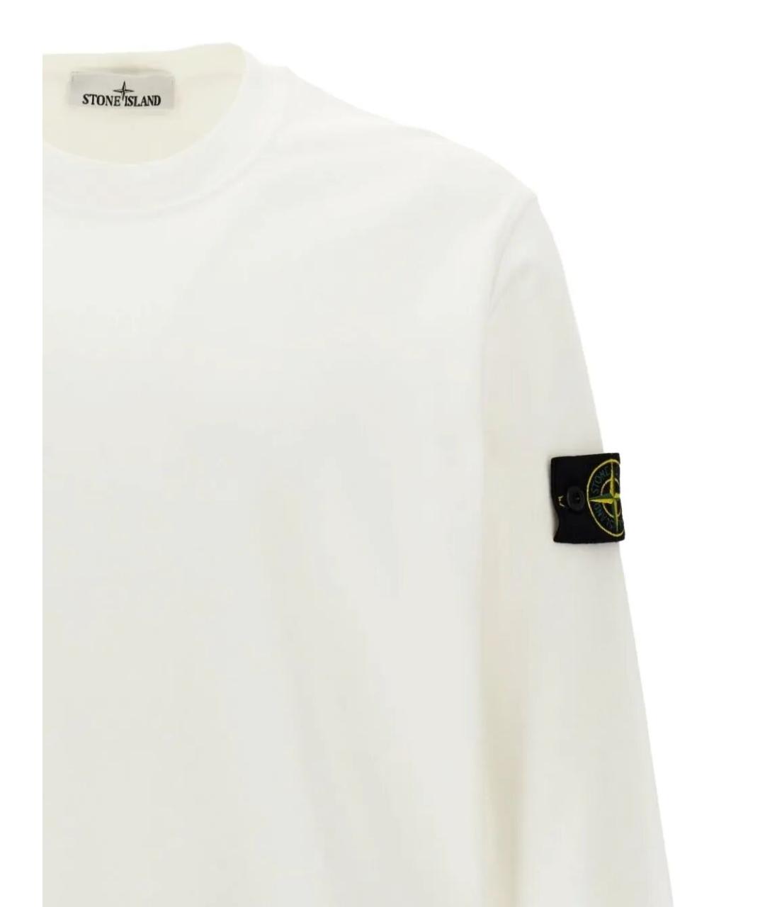 STONE ISLAND Белый хлопковый джемпер / свитер, фото 3