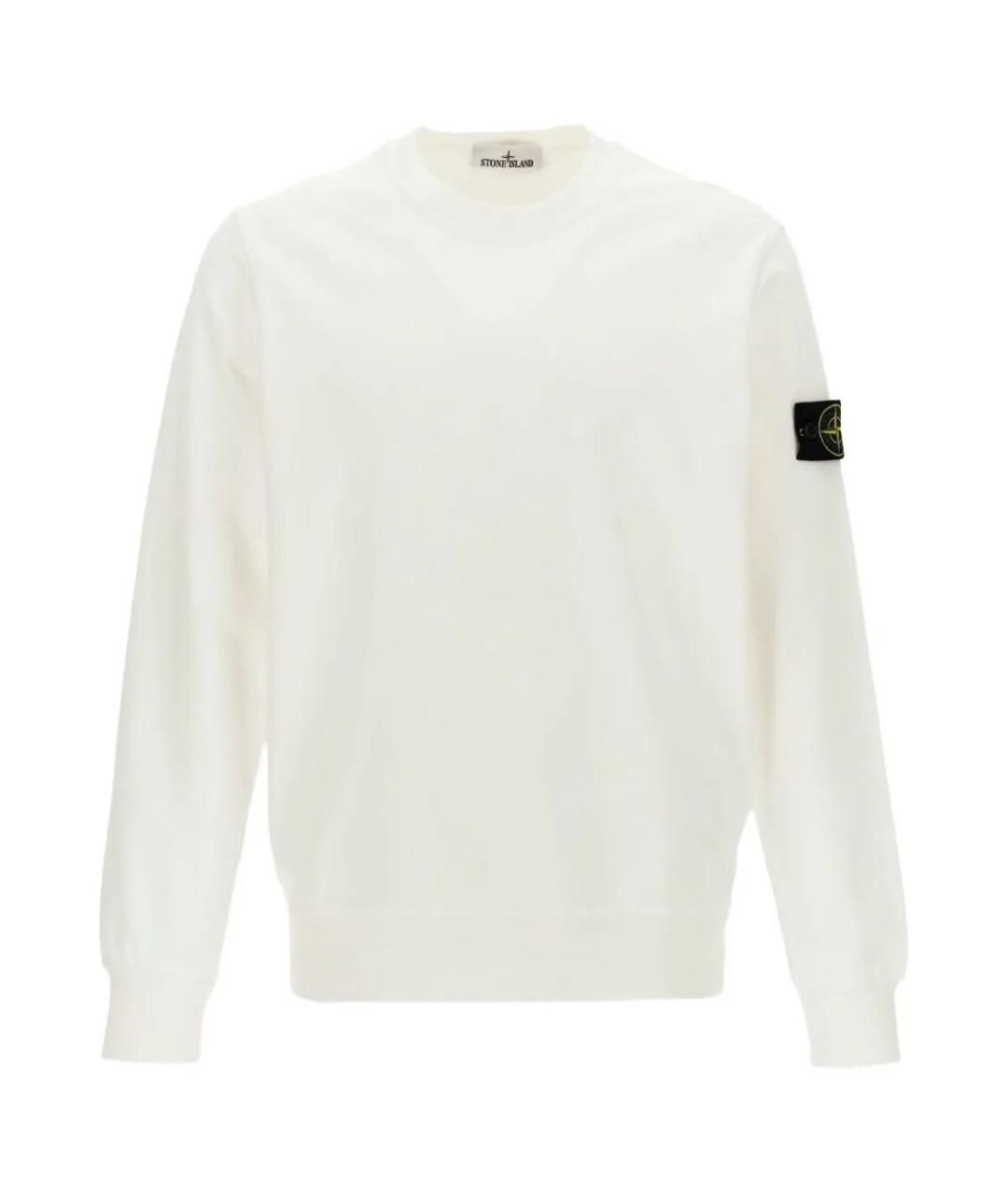 STONE ISLAND Белый хлопковый джемпер / свитер, фото 1