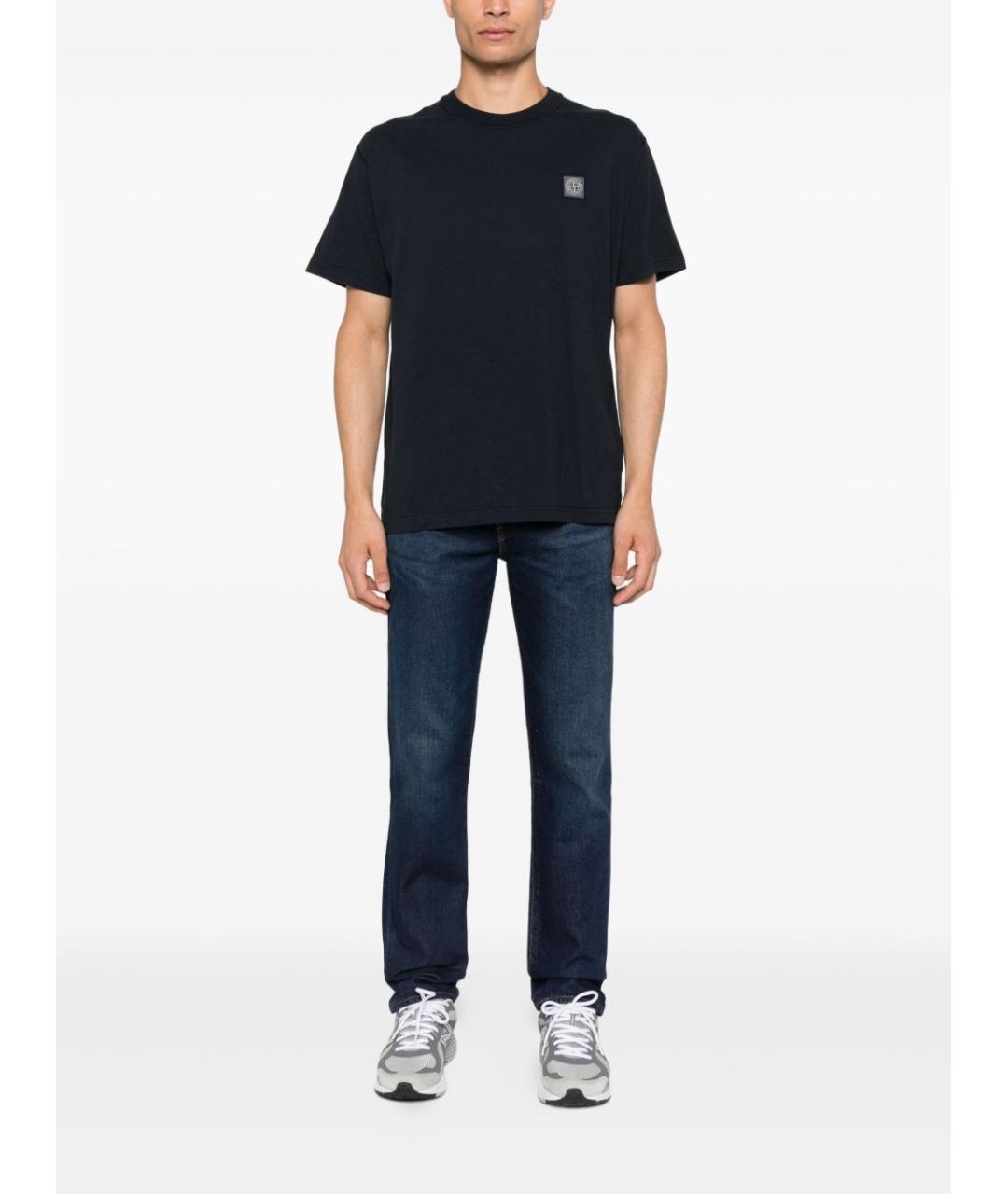 STONE ISLAND Синяя хлопковая футболка, фото 2