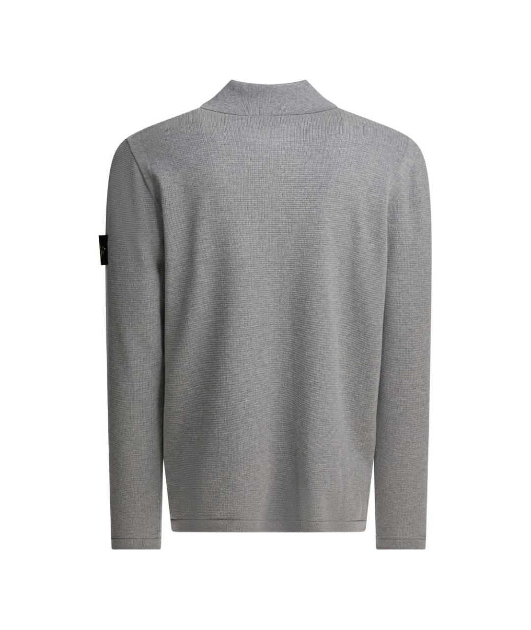 STONE ISLAND Серое хлопковое поло с длинным рукавом, фото 2