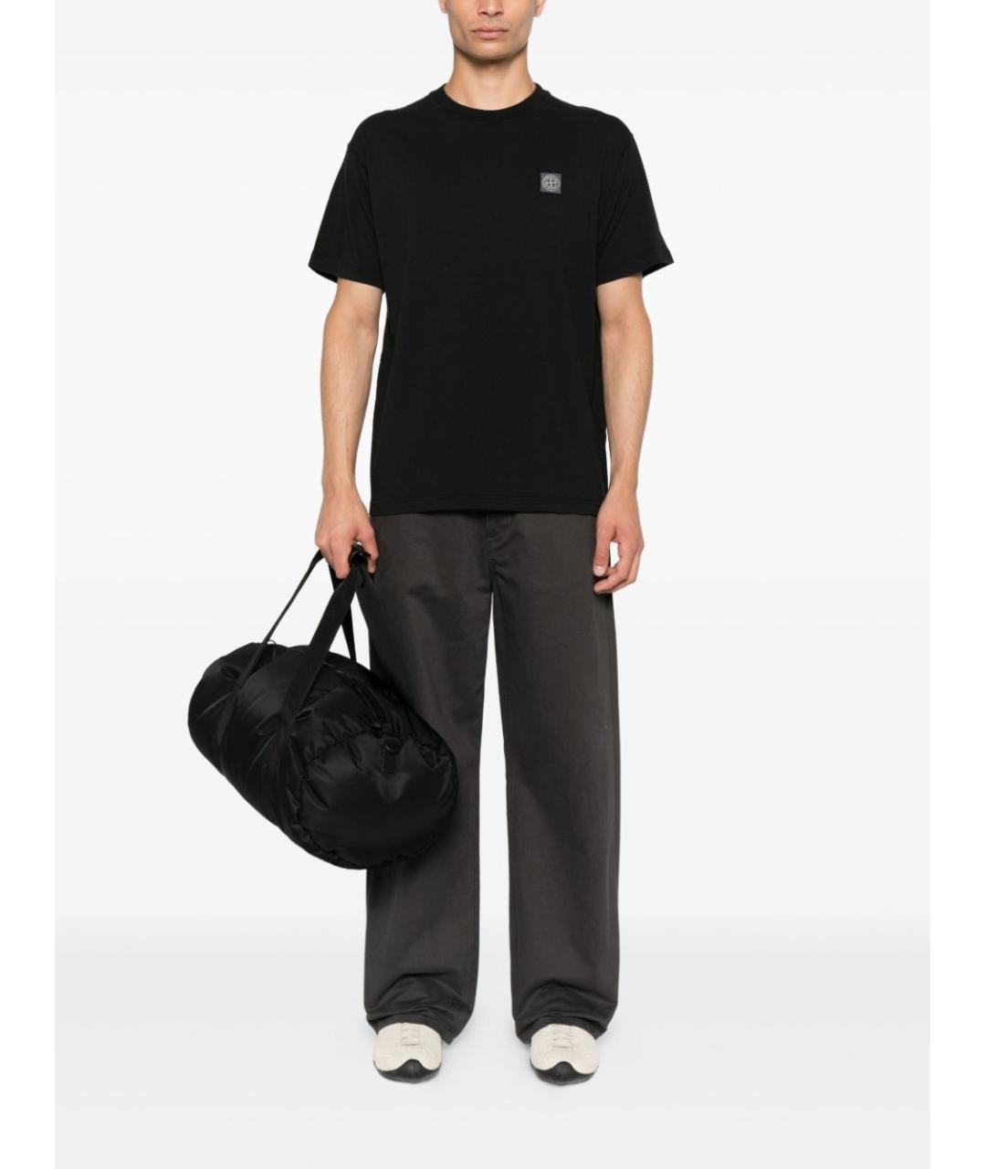 STONE ISLAND Черная хлопковая футболка, фото 2