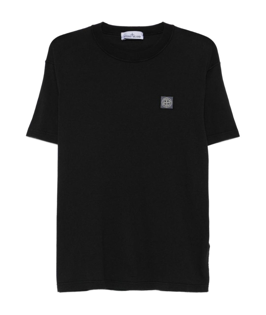 STONE ISLAND Черная хлопковая футболка, фото 1