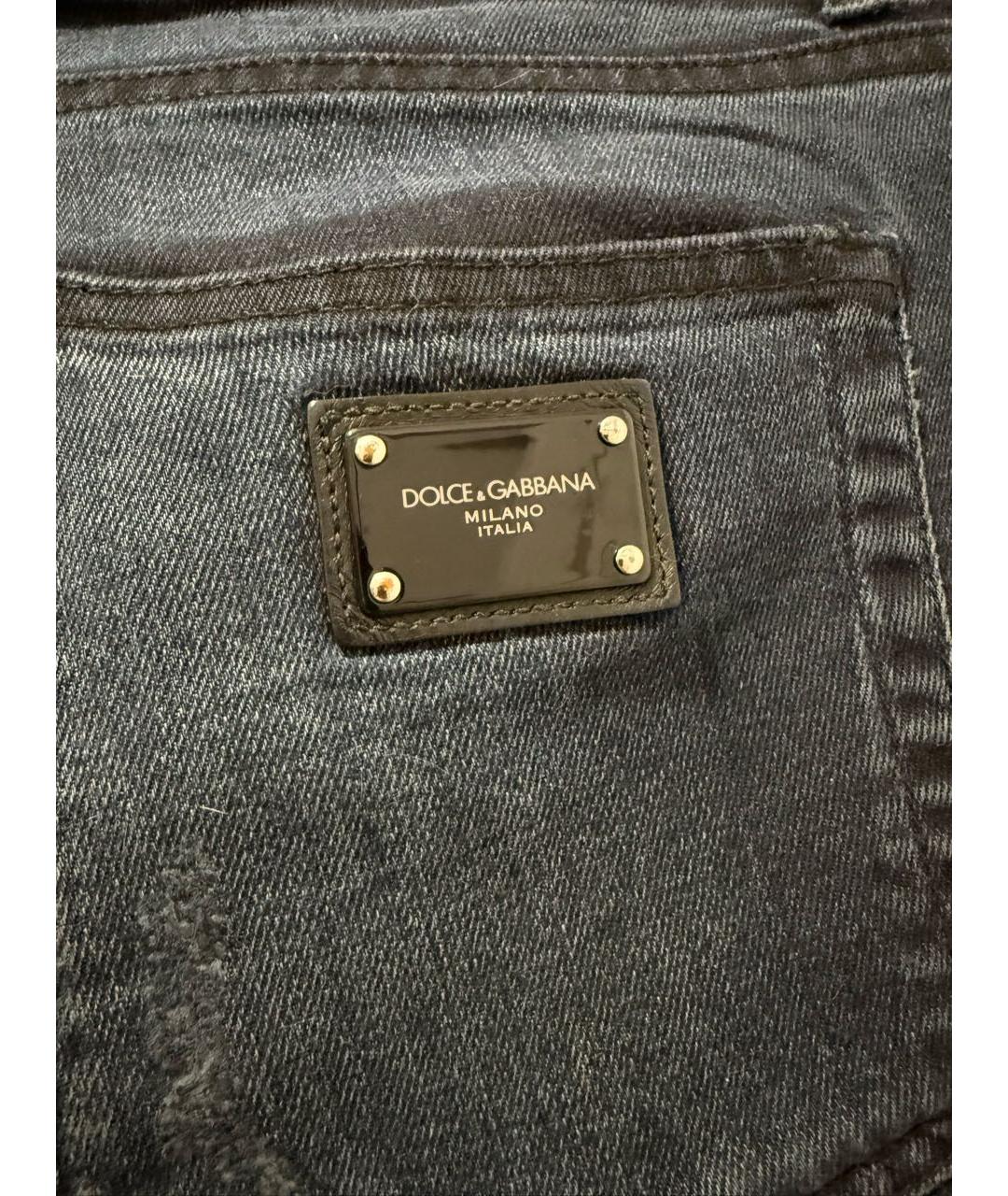 DOLCE&GABBANA Темно-синие хлопко-эластановые джинсы скинни, фото 3