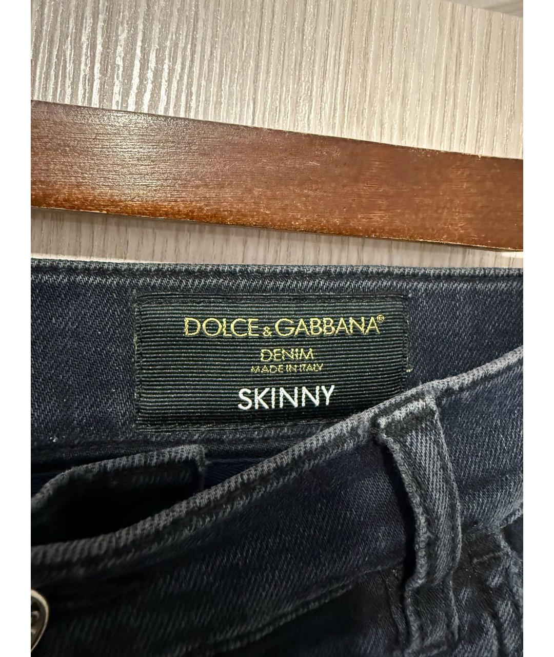 DOLCE&GABBANA Темно-синие хлопко-эластановые джинсы скинни, фото 4