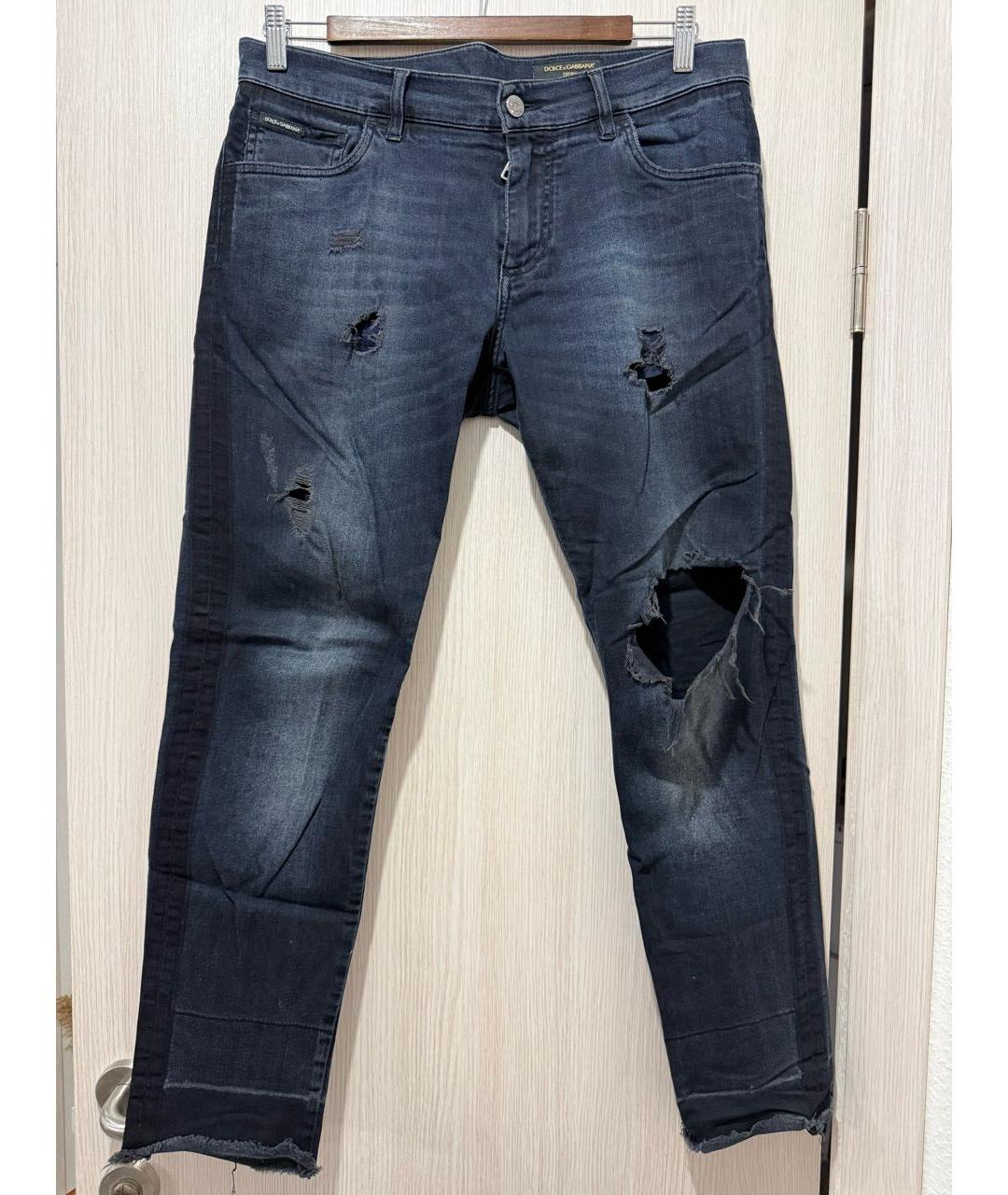 DOLCE&GABBANA Темно-синие хлопко-эластановые джинсы скинни, фото 9