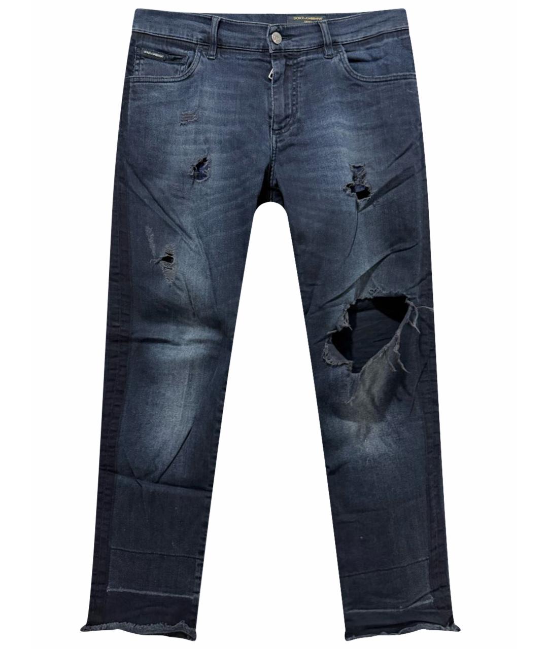 DOLCE&GABBANA Темно-синие хлопко-эластановые джинсы скинни, фото 1