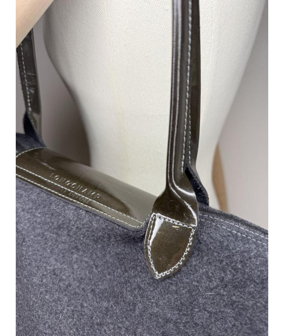 LONGCHAMP Серая шерстяная сумка через плечо, фото 3
