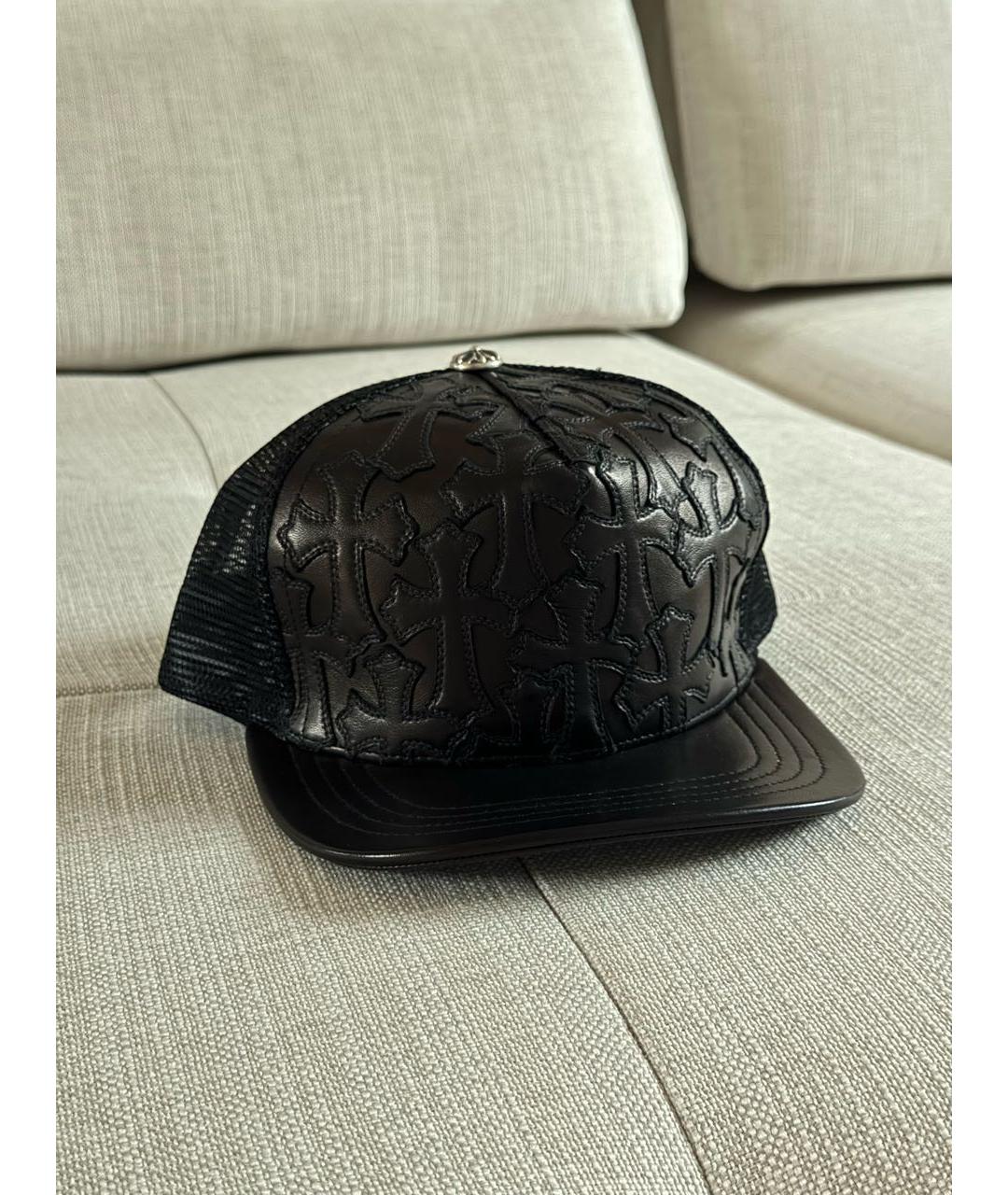 CHROME HEARTS Черная кожаная кепка/бейсболка, фото 4