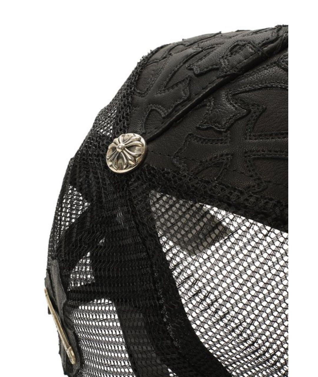 CHROME HEARTS Черная кожаная кепка/бейсболка, фото 3