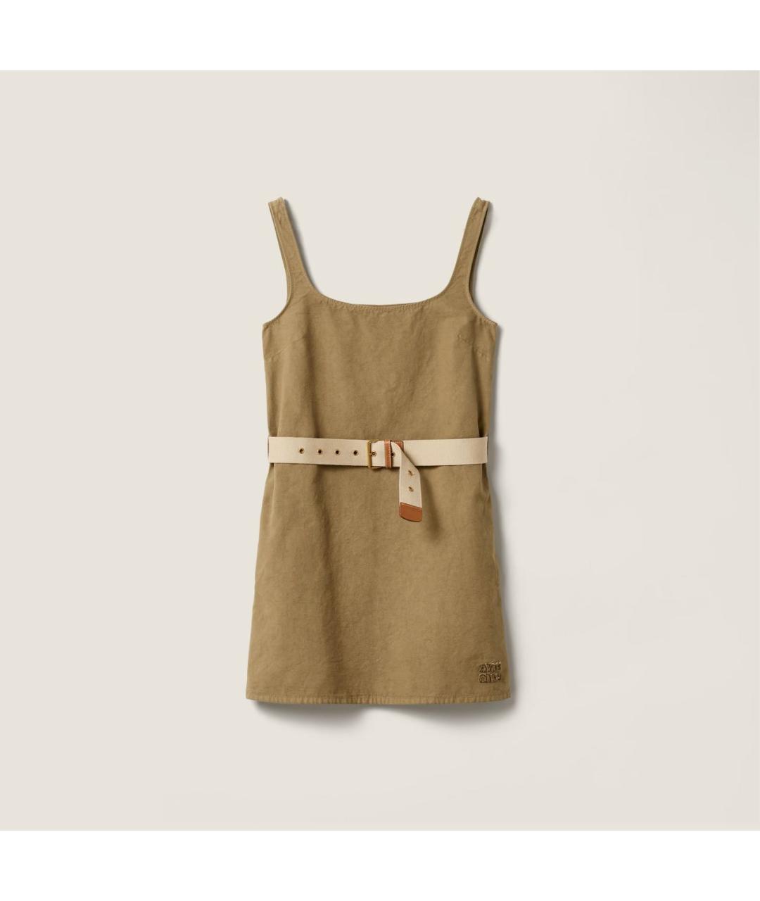 MIU MIU Хаки хлопковое повседневное платье, фото 5