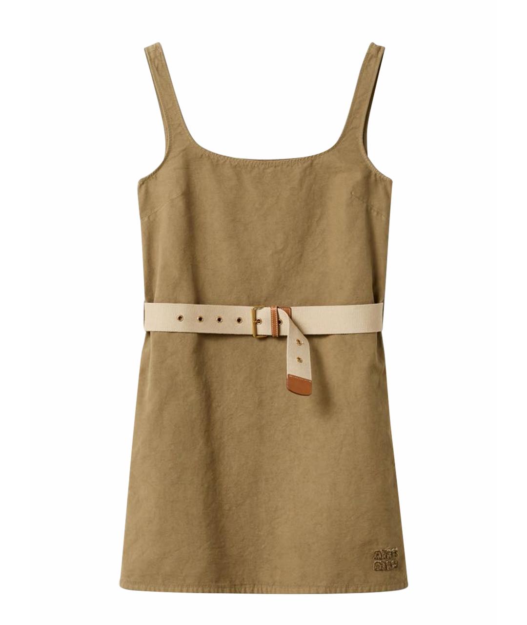 MIU MIU Хаки хлопковое повседневное платье, фото 1