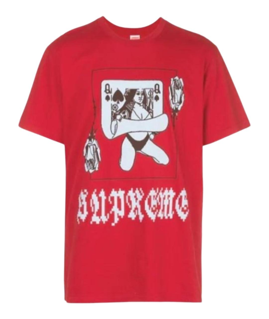 SUPREME Красная хлопковая футболка, фото 1