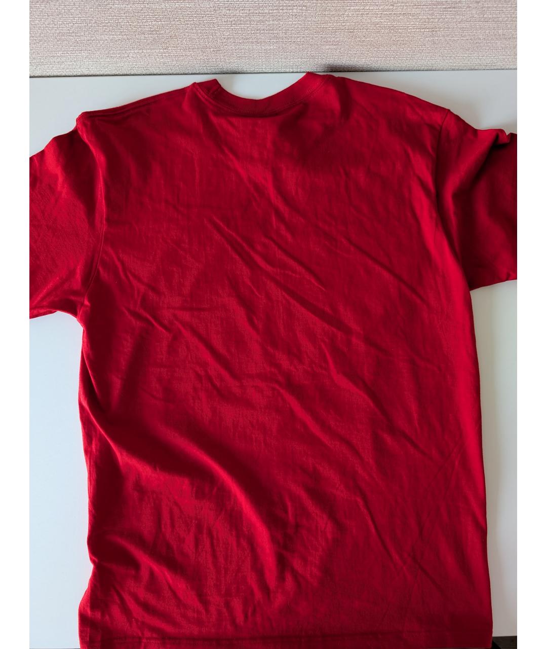 SUPREME Красная хлопковая футболка, фото 3