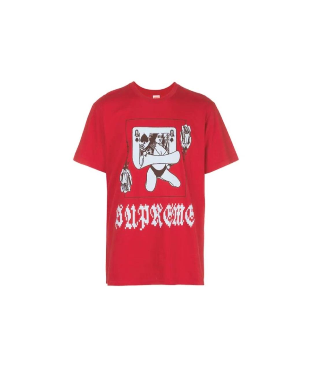 SUPREME Красная хлопковая футболка, фото 7