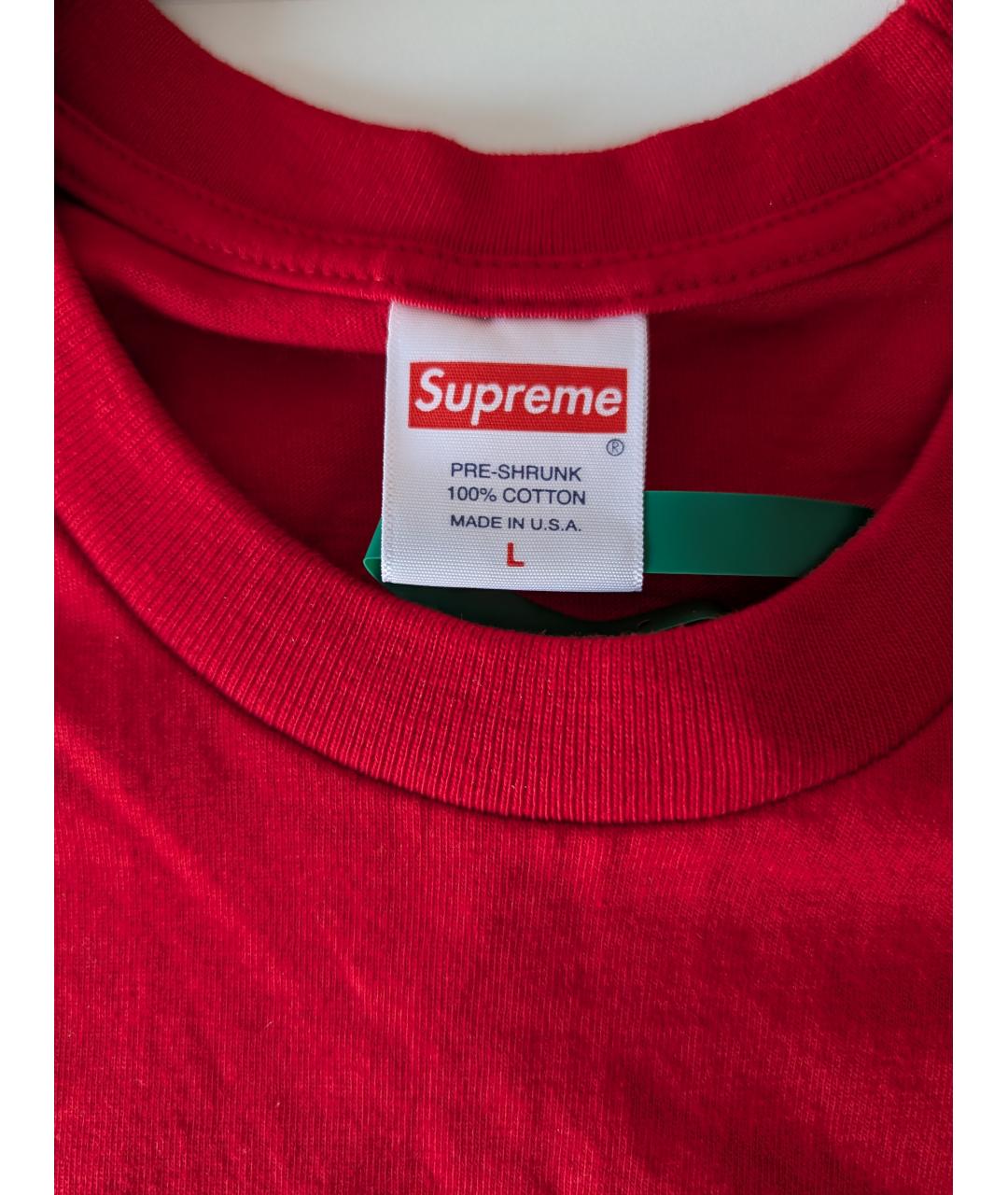 SUPREME Красная хлопковая футболка, фото 5