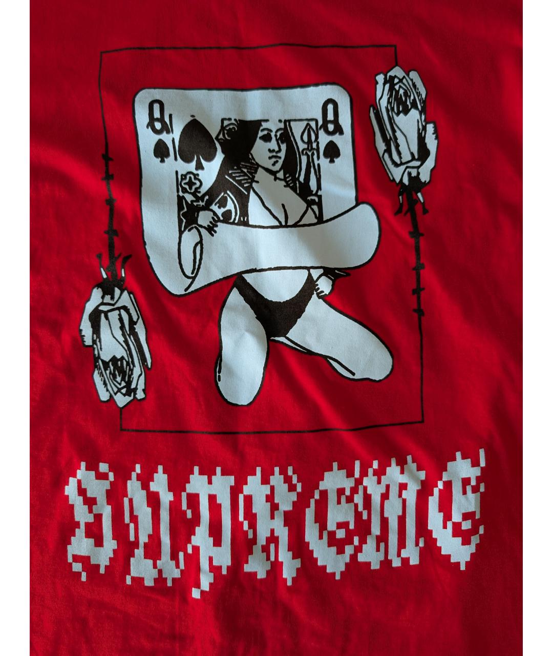 SUPREME Красная хлопковая футболка, фото 4