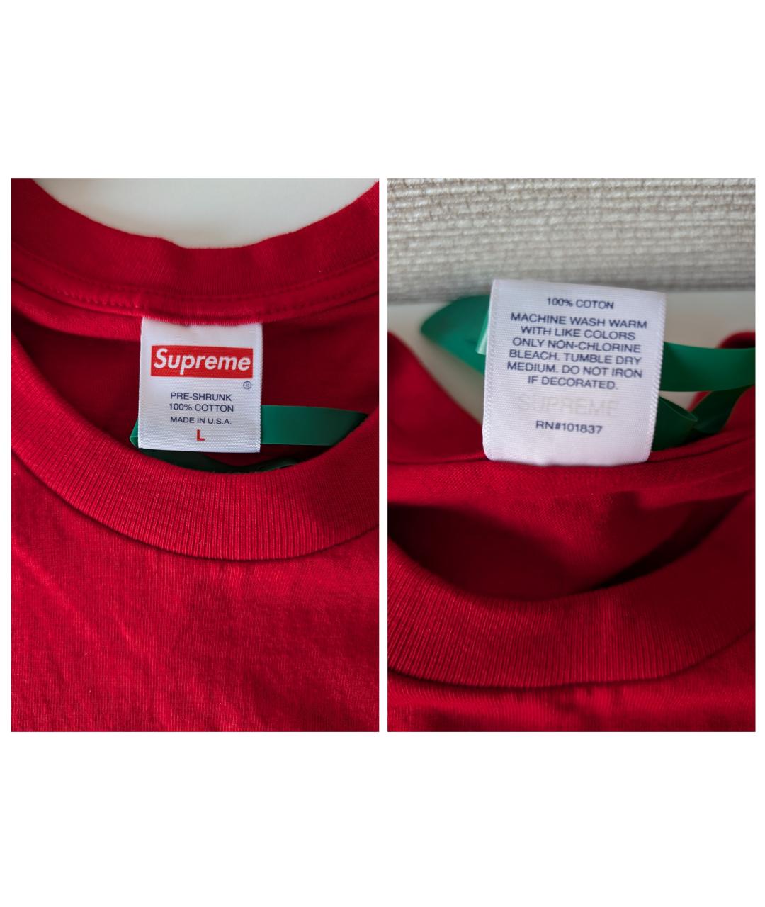 SUPREME Красная хлопковая футболка, фото 6