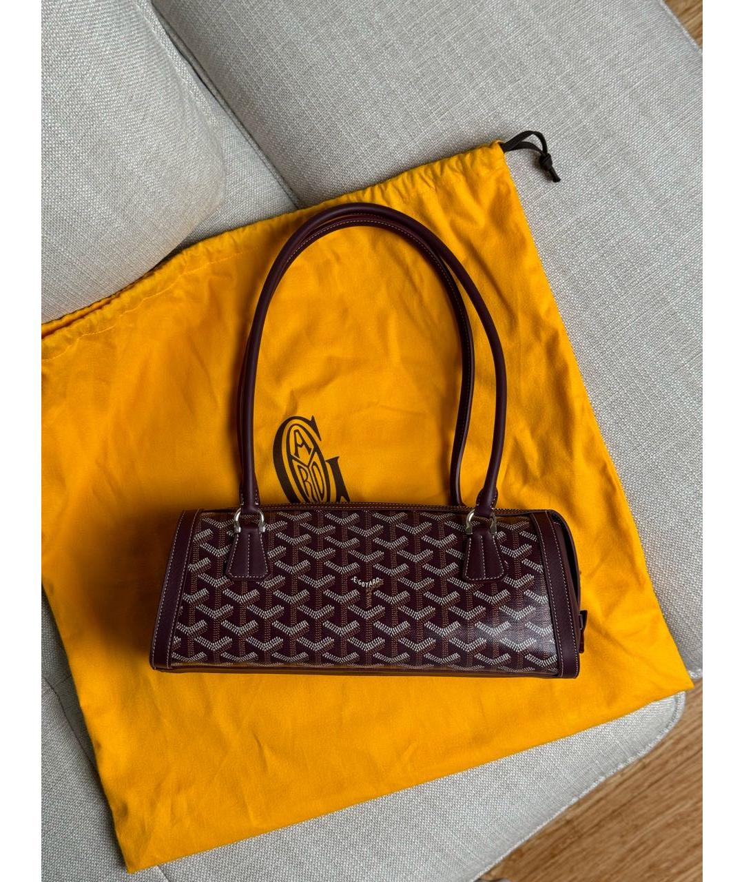 GOYARD Бордовая кожаная сумка через плечо, фото 2