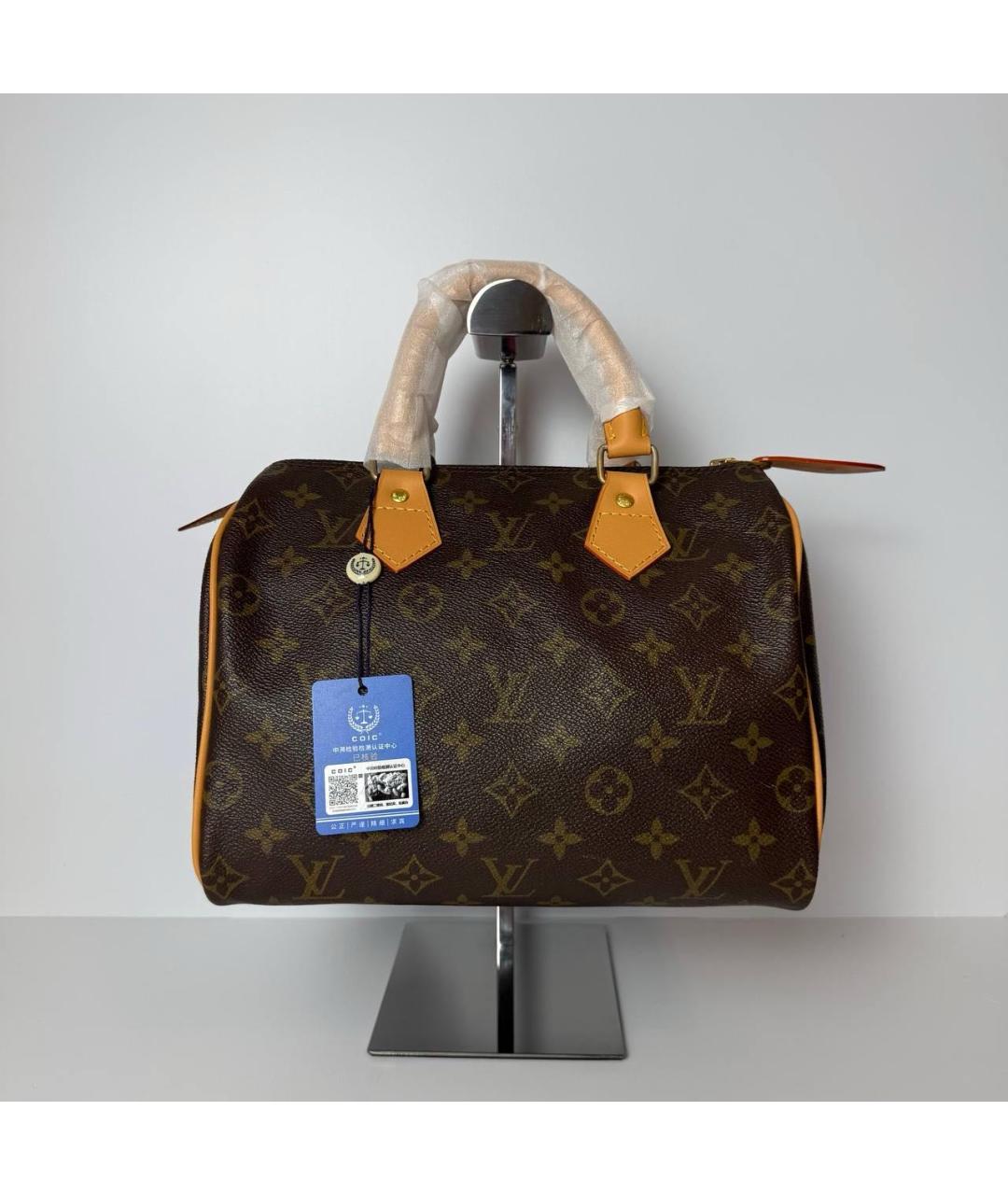 LOUIS VUITTON Коричневая кожаная сумка с короткими ручками, фото 2