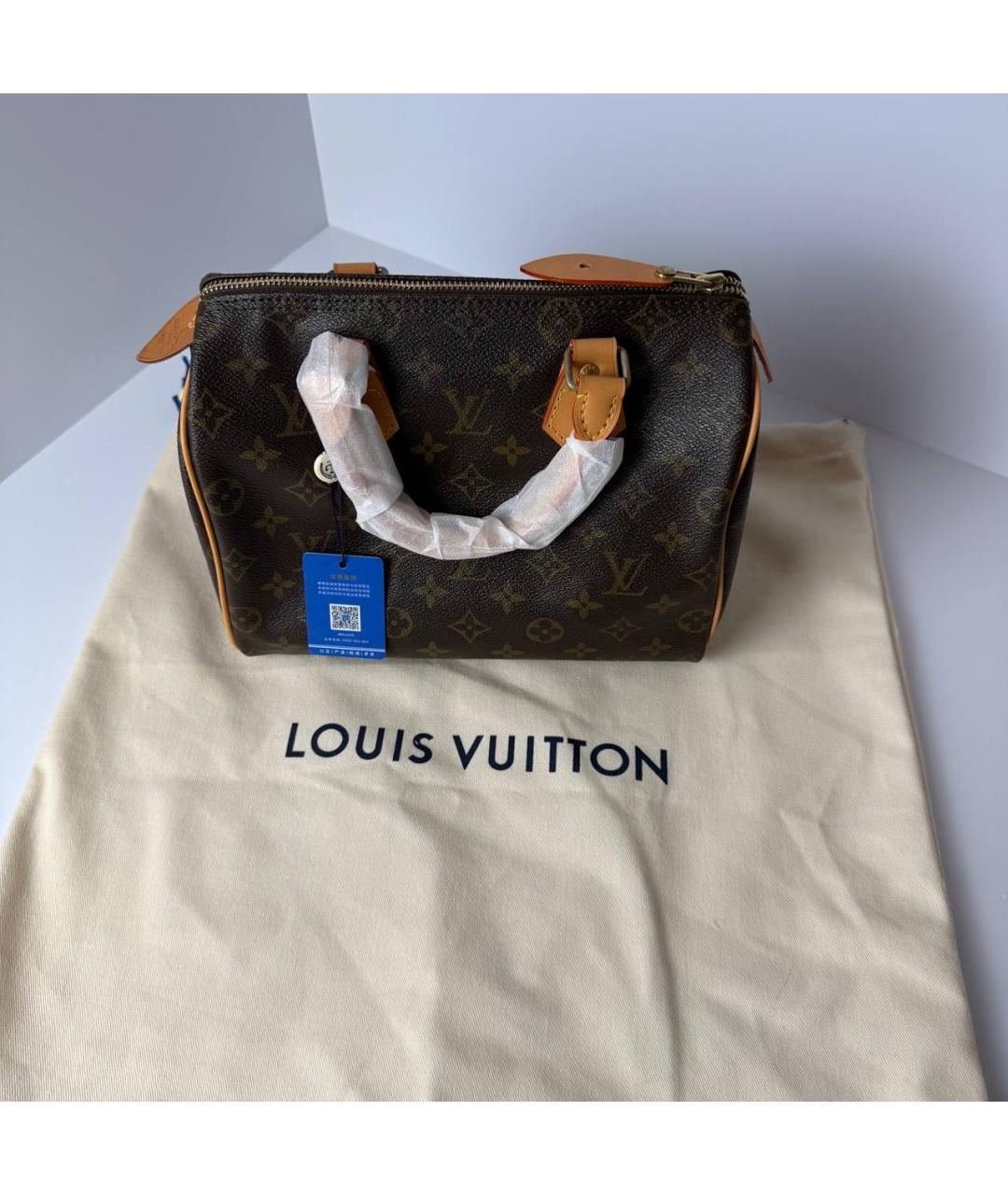 LOUIS VUITTON Коричневая кожаная сумка с короткими ручками, фото 4