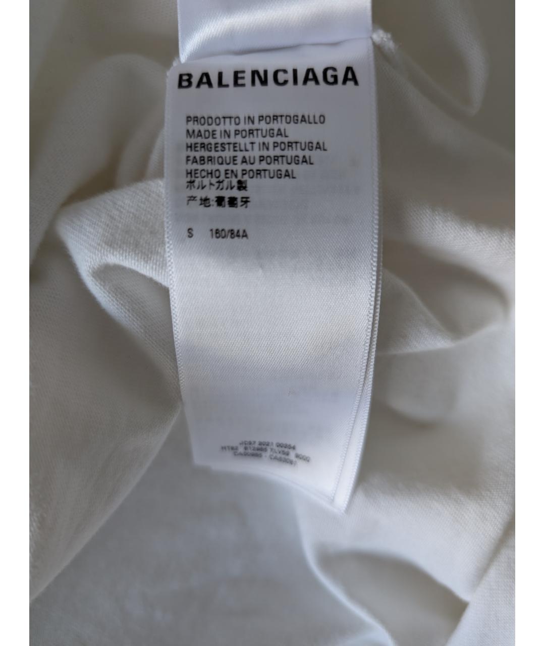 BALENCIAGA Белая хлопковая футболка, фото 7