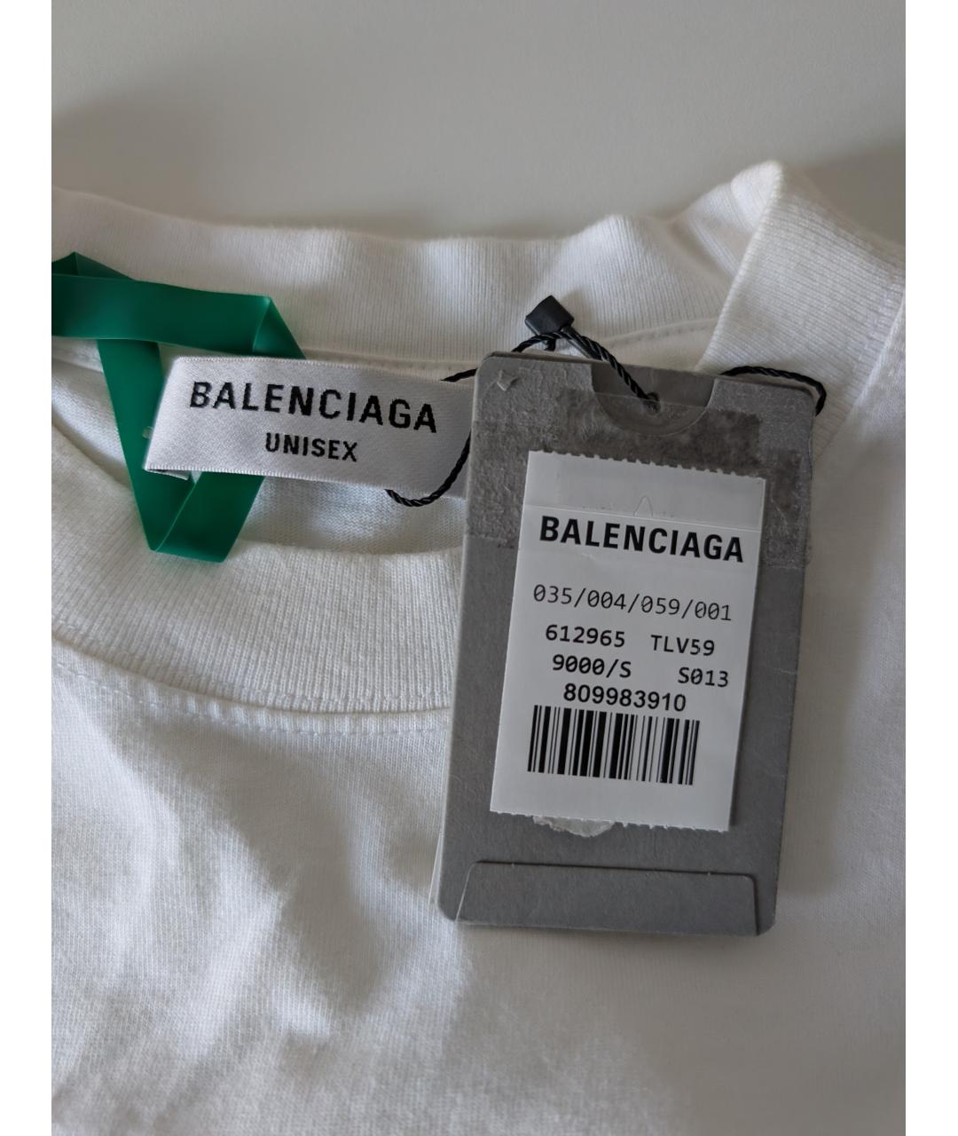 BALENCIAGA Белая хлопковая футболка, фото 6