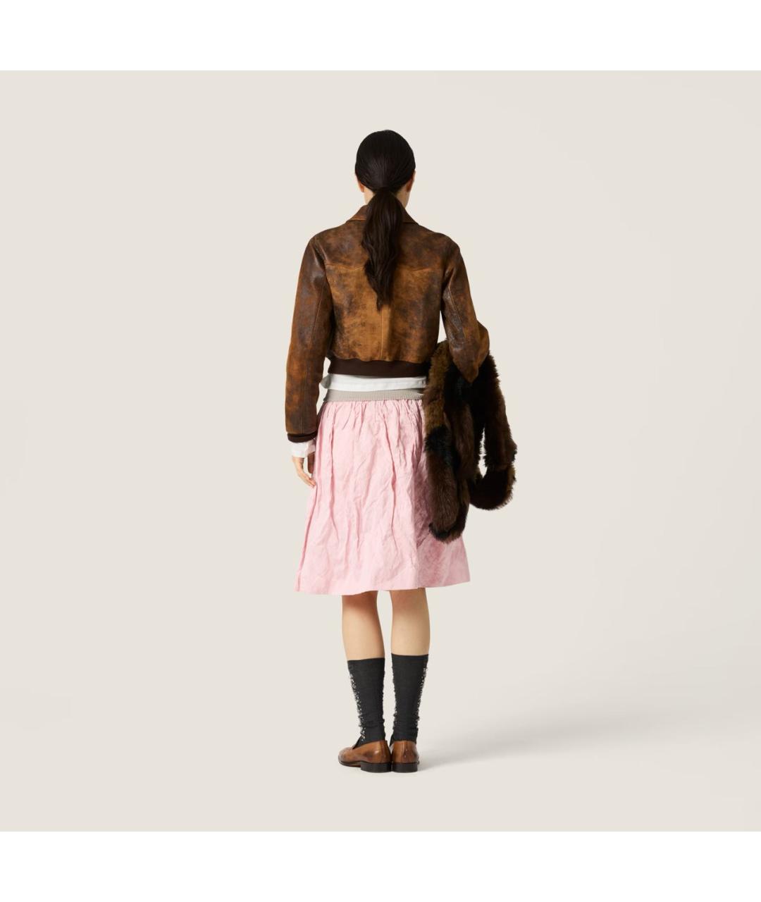 MIU MIU Розовая хлопковая юбка миди, фото 3
