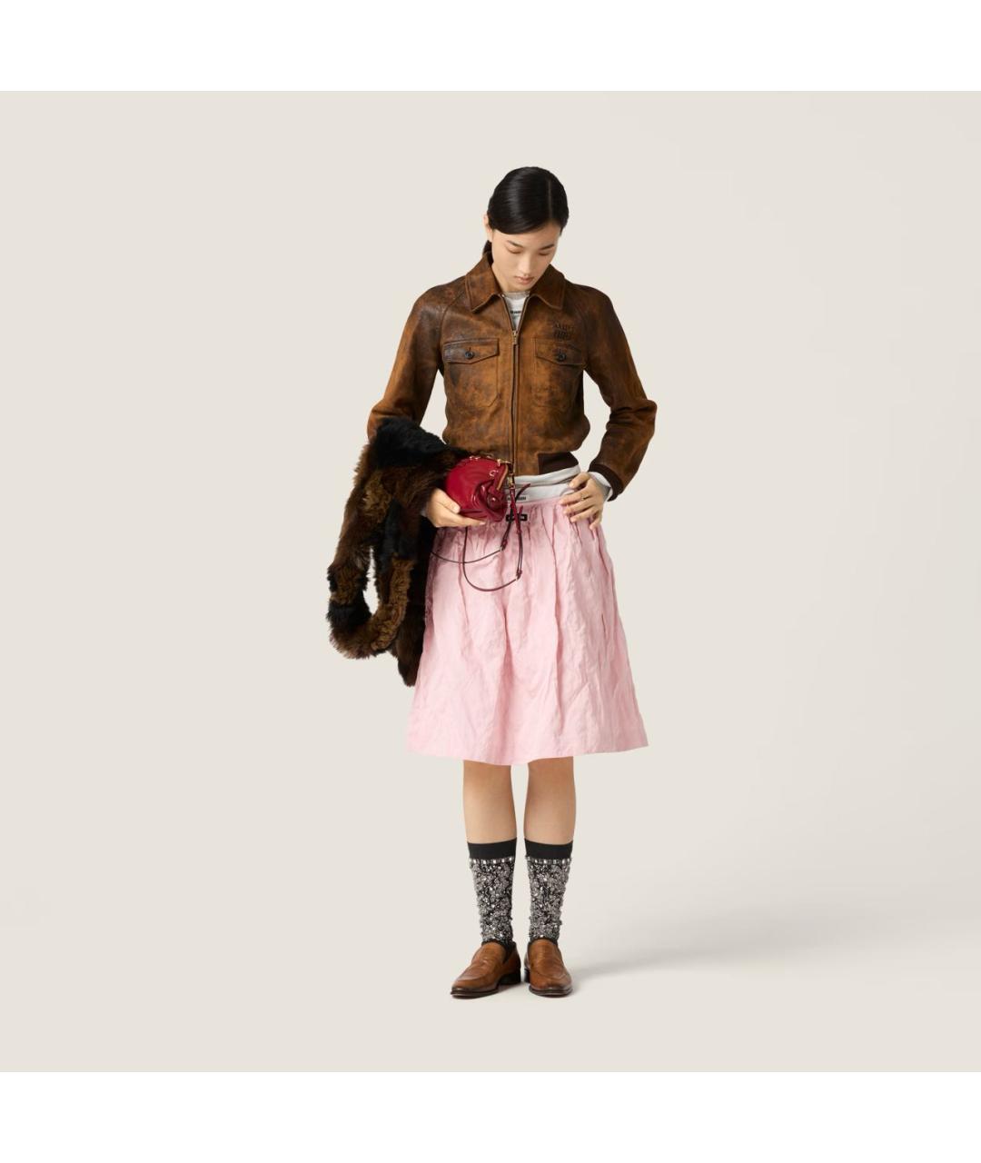 MIU MIU Розовая хлопковая юбка миди, фото 2